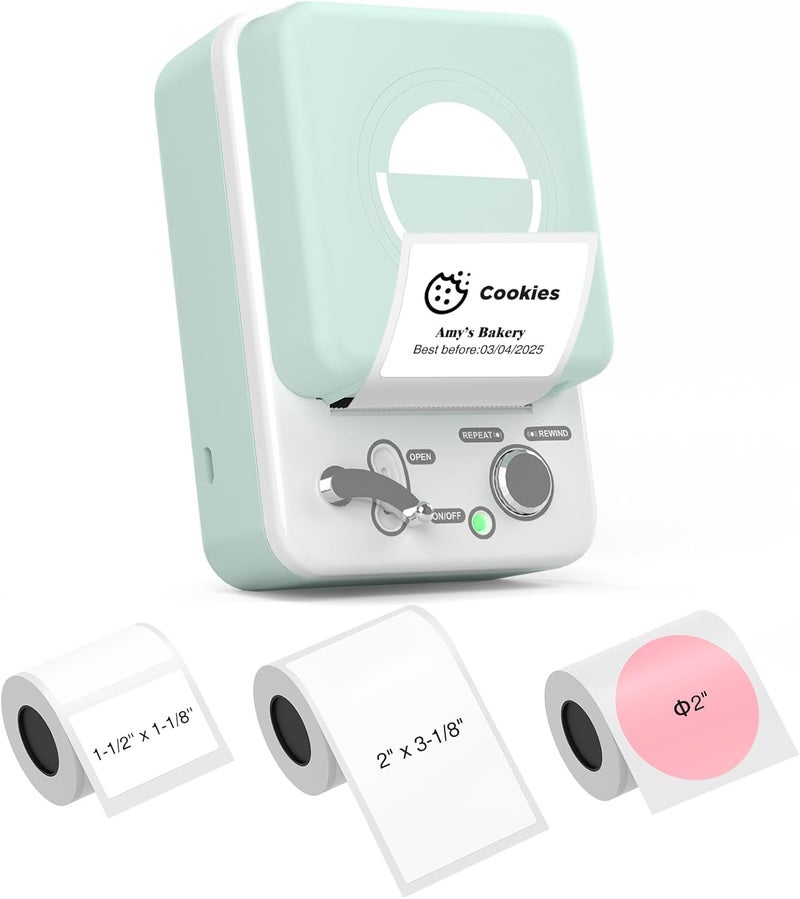 SUPVAN T50M Plus Bluetooth Label Maker Machine with 3 Tapes, High Printing Clarity, Versatile App with 40+ Fonts and 450+ Icons, Inkless Labeler for Business, Home, Office Organization, Green - Image 1